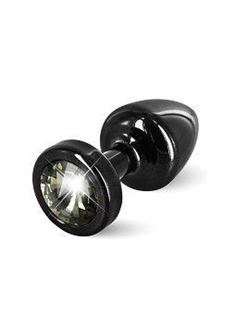 Чёрная пробка с чёрным кристаллом ANNI round black T1 Black Diamond - 6 см.