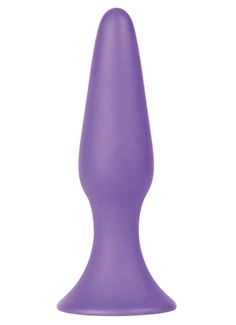 Фиолетовая анальная втулка Silky Buttplug Medium - 12,5 см.