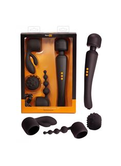 Жезловый вибратор Supercharged Wand Set с насадками