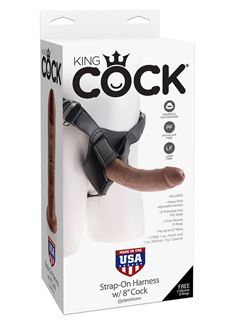 Коричневый страпон на трусиках Strap-on Harness Cock - 20,3 см.