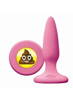 Розовая силиконовая анальная пробка Emoji SHT (8,6 см)