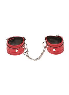 Красные кожаные наручники Red Chain Wrist Cuffs