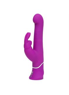 Фиолетовый вибратор с клиторальным стимулятором Beaded G-Spot Rechargeable Rabbit Vibrator (24 см)