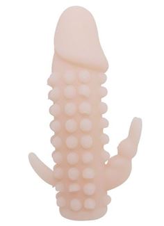 Телесная насадка на пенис со стимулятором клитора (12,2 см)