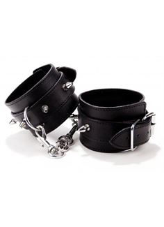 Чёрные кожаные наручники с шипами Spiked Leather Handcuffs