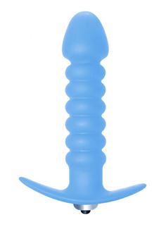 Голубая анальная пробка с вибрацией Twisted Anal Plug (13 см)