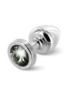Серебристая пробка с черным кристаллом ANNI round Silver T1 Black Diamond - 6 см.