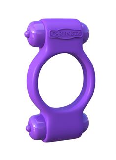 Фиолетовое эрекционное кольцо с 2-мя виброэлементами Magic Touch Couples Ring
