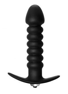 Чёрная анальная пробка с вибрацией Twisted Anal Plug (13 см)