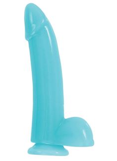Голубой фаллоимитатор на присоске Firefly Smooth Glowing Dong 8 Blue - 22,3 см.