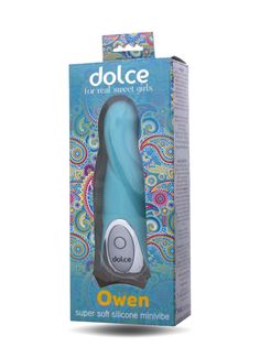 Голубой мини-вибратор Dolce Owen - 12,5 см.