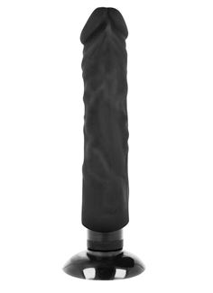 Черный вибратор на присоске Basecock Realistic Vibrator 2in1 (20 см)