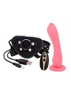 Розовый поясной фаллоимитатор с вибрацией 7INCH VIBRATION DILDO STRAP-ON - 18 см.