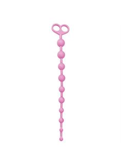 Розовая анальная цепочка из 10 звеньев ANAL JUGGLING BALL SILICONE - 33,6 см.