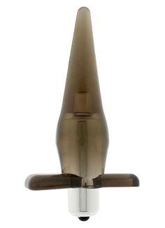 Дымчатая анальная пробка Power Buttplug с вибрацией - 12 см.