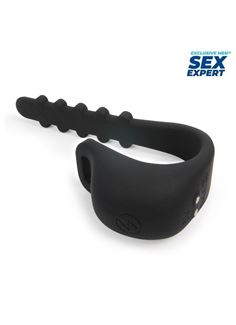 Черное эрекционное кольцо с электростимуляцией Sex Expert