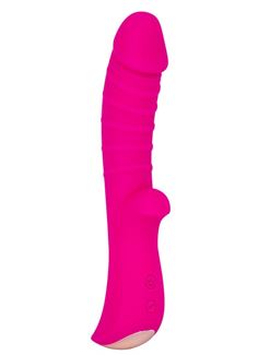 Ярко-розовый вибратор Ribbed с рёбрышками (18 см)