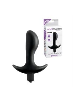 Чёрная анальная вибропробка Vibrating Perfect Plug с широким основанием (12,5 см)
