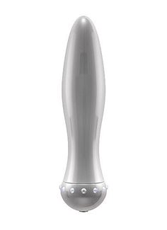 Вибратор-торпеда с кристалликами The Gem Silver - 16,6 см.