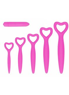 Набор розовых вагинальных расширителей с вибропулей Silicone Vaginal Dilator Set