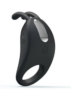 Чёрное эрекционное кольцо с вибрацией Rabbit Vibrator