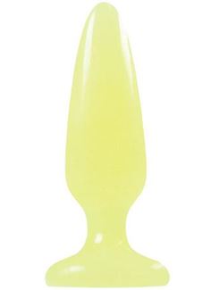 Желтая анальная пробка, светящаяся в темноте, Firefly Pleasure Plug Small - 10,1 см.
