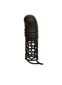 Черная удлиняющая насадка на пенис Silicone 2 Extension - 14,5 см.