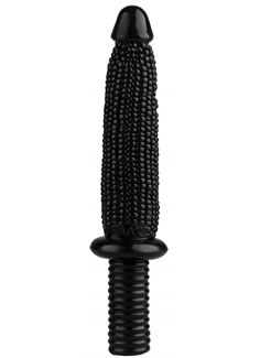 Черный реалистичный анальный жезл - Кукуруза (33,5 см)