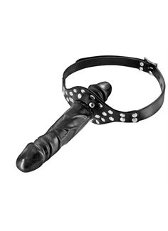 Черный кляп фаллоимитатор Double Penis Gag