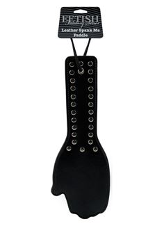 Чёрная шлёпалка в форме ладошки SPANK ME PADDLE - 28,5 см.