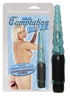 Голубой анальный вибратор Mini Temptation Blue (13,5 см)