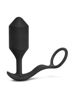 Черная анальная вибропробка с эрекционным кольцом Vibrating Snug & Tug XL