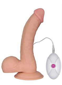 Телесный вибратор Ultra Soft Dude 8.8 с пультом управления (20 см)