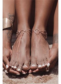 Золотистые браслеты на ноги Magnifique Feet Chain