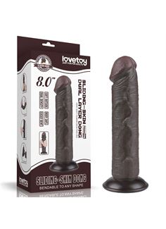 Коричневый фаллоимитатор без мошонки 8" Sliding Skin Dual Layer Dong (20 см)