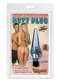 Голубая анальная пробка с вибрацией Mini Waterproof Butt Plug (12,1 см)