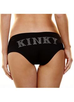 Трусики-слип с надписью стразами Kinky
