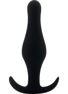 Чёрная анальная пробка Butt Plug with Handle Medium - 12,6 см.