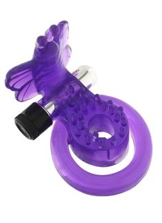 Эрекционное кольцо с вибратором COCK&BALL RING BUTTERFLY JELLY VIBE