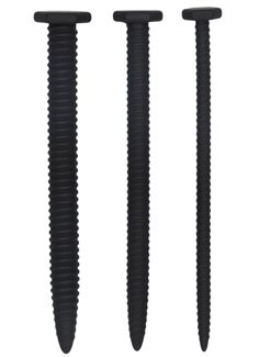 Набор из 3 черных стимуляторов уретры Silicone Screw Plug Set