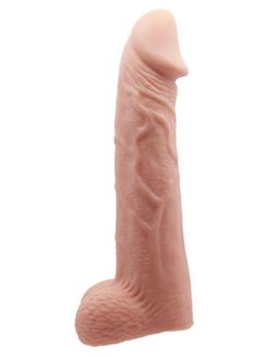 Телесная реалистичная насадка-удлинитель на пенис (21 см)