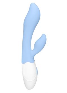 Голубой G-spot вибратор Sunset со стимулятором клитора (20 см)