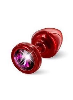 Красная пробка с малиновым кристаллом ANNI round Red T1 Fuschia - 6 см.