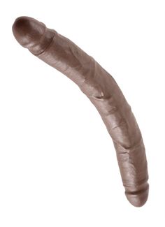 Коричневый двусторонний фаллоимитатор 12 Slim Double Dildo - 31,4 см.