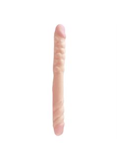 Телесный двусторонний фаллоимитатор BASIX 16 Double Dong (38,5 см)