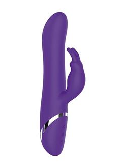 Фиолетовый вибратор кролик с пуш-эффектом NAGHI NO.39 RECHARGEABLE THRUSTER VIBE (15 см)