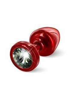 Красная анальная пробка с чёрным кристаллом ANNI round Red T1 Black Diamond - 6 см.