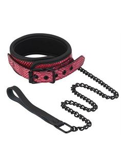 Розово-черный ошейник COLLAR & LEASH с поводком