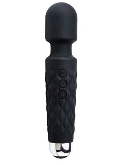 Черный перезаряжаемый wand-вибратор (20,5 см)