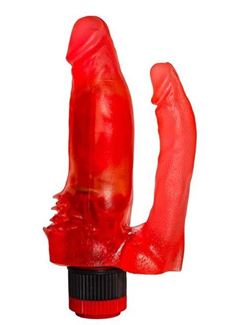 Красный анально-вагинальный вибратор №11 (15,5 см)